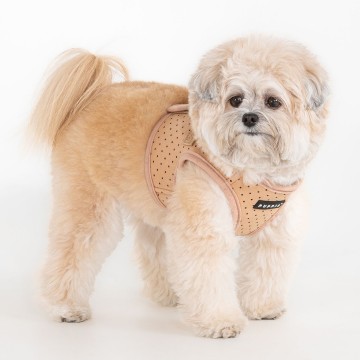 Puppia soft harness  honden tuigje model b dotty beige 4a