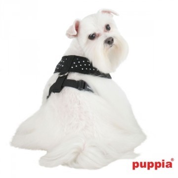 Puppia Soft Harness / Honden tuigje Model A Dotty Black