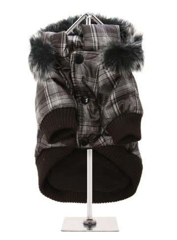 Urban Pup Hondenjas Grey Checked Parka with Detachable Hood